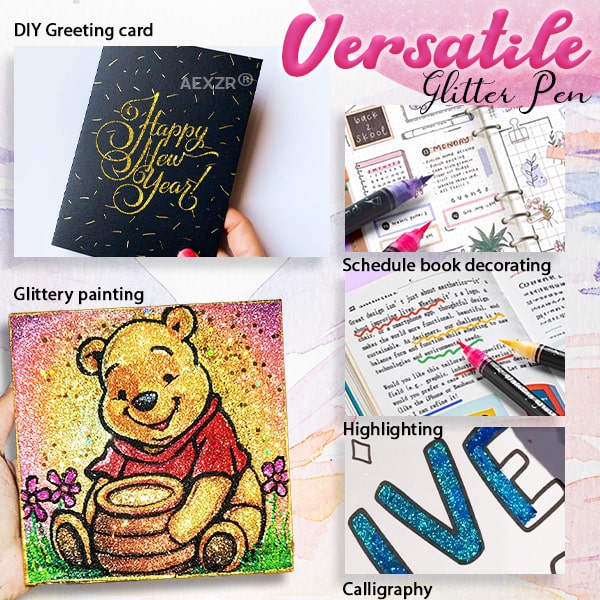 Aexzr® Artistic Dual-Toned Glitter Brush Pen