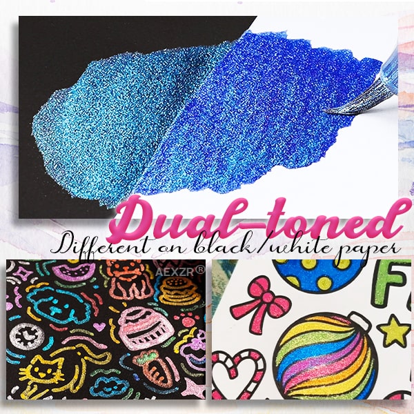Aexzr® Artistic Dual-Toned Glitter Brush Pen