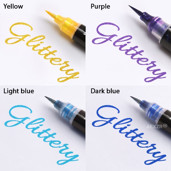 Aexzr® Artistic Dual-Toned Glitter Brush Pen