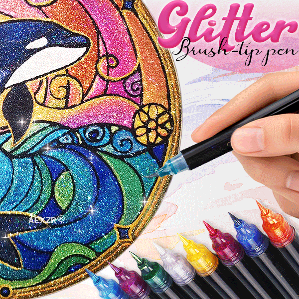 Aexzr® Artistic Dual-Toned Glitter Brush Pen