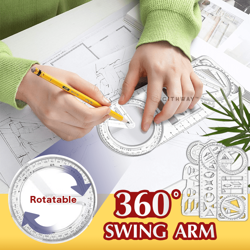 Cithway™ Multifunctional Geometry Drawing Ruler